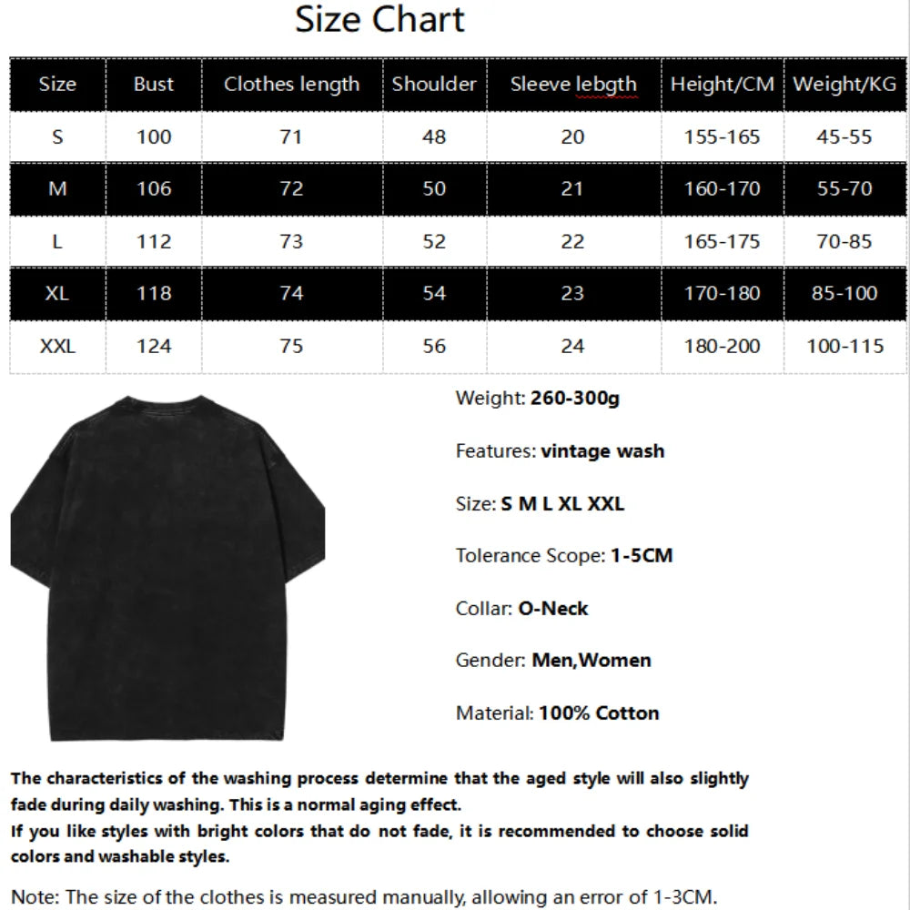 Enjin GACHIAKUTA T Shirt Men Women Tshirt Washed Cotton T-shirt Clothing Summer Short Sleeve Oversized Tees Harajuku Streetwear