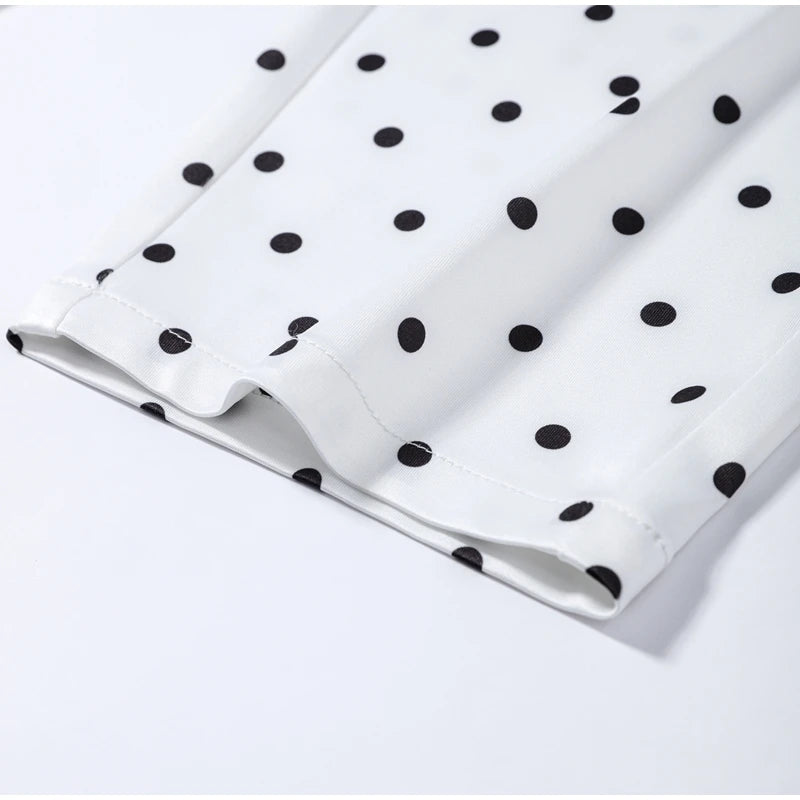 Fashion Polka Dot Two-pieces 7-inch Pants Sets Women's Slim Halter Waist-cinching Tops Hip-wrap Pant 2026 New Ladies Solid Suit