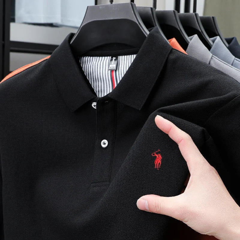 Luxury Autumn and Winter New Paul Brand Embroidered T-Shirt Top High-End Mens Business Casual Comfortable Hot-Selling Polo Shirt