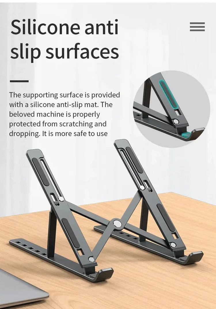 Laptop Stand Aluminum Alloy Anti-Slip Anti-Fall Foldable Height-Adjustable Tablet Stand Suitable for Books and Computers