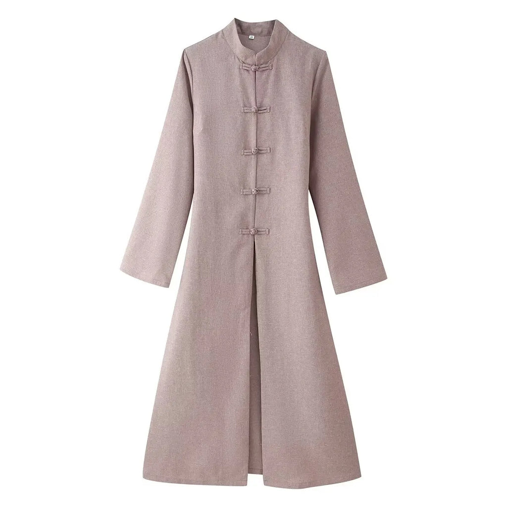 Chinese Style Frog Button Two Piece Set Long Flared Sleeve Ruched Waist Traditional Oriental Outline Sets Spring Picnic Outfit