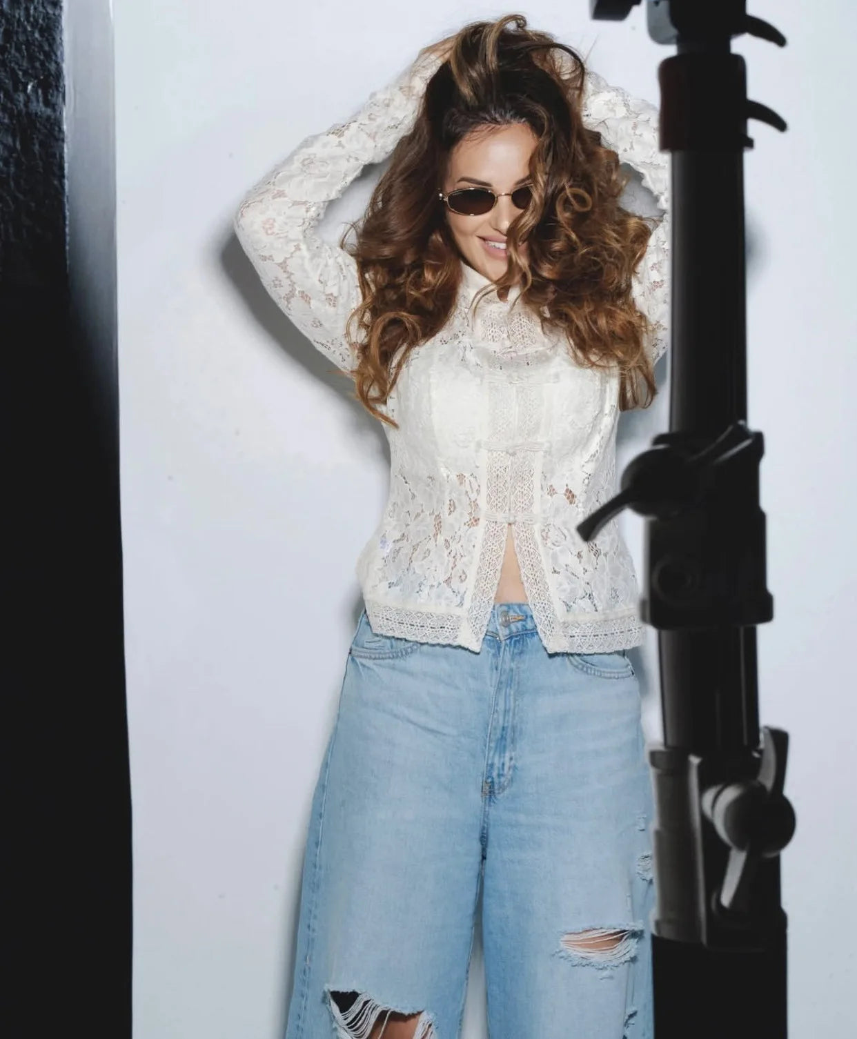 2026 Summer Lace Printed Shirts Tops Female Hollow Out Fashion Commute Vintage See-Through Blouse Women's Lace Shrug Shirts New