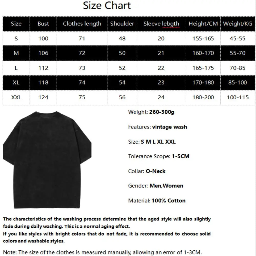 Enjin GACHIAKUTA T Shirt Men Women Tshirt Washed Cotton T-shirt Clothing Summer Short Sleeve Oversized Tees Harajuku Streetwear