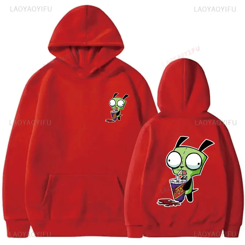 Cute Cartoon Invader Zim Invader Gir Graphic Zim Image Pullover Men Women Retro Thermal Hoodie Fashion Hoodie Streetwear Tops