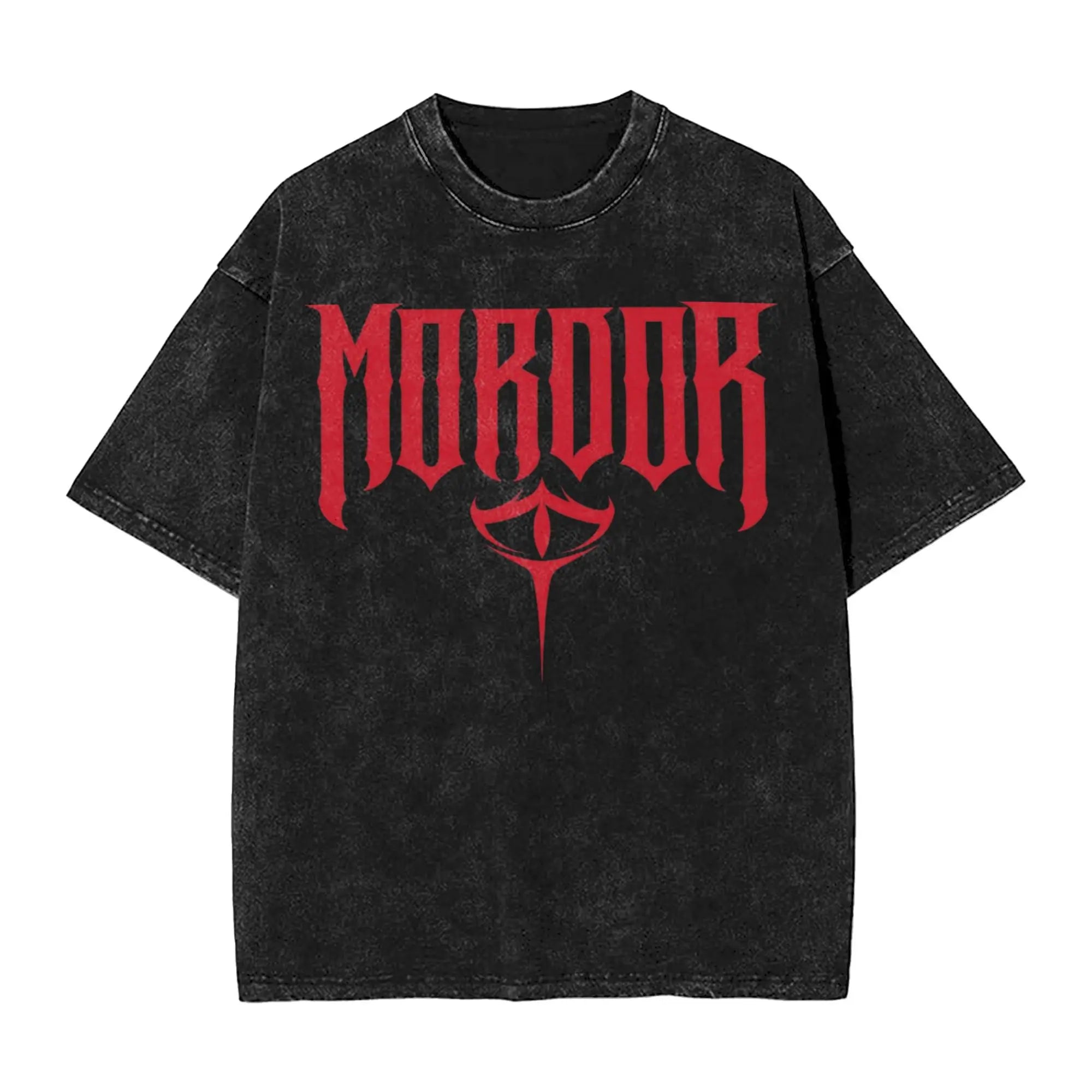 Mordor Metal L-Lords Of The R-Rings T Shirts Hip Hop Washed Cotton Harajuku T-Shirts for Men Women Tops Streetwear Printed Tees