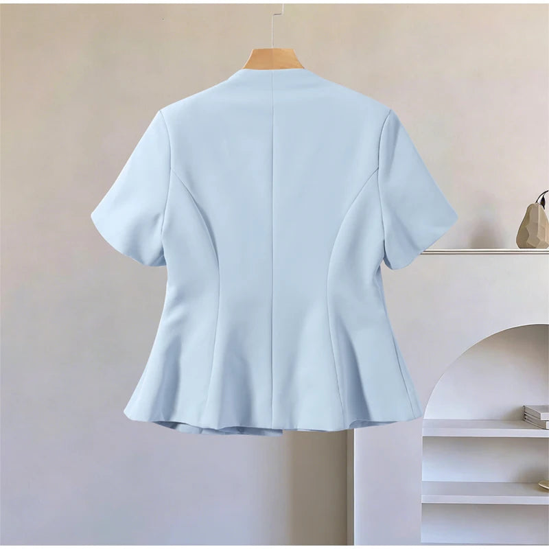 2026 Spring Summer Short Puff Sleeve Frog Button Shirt For Women Stand Collar  Single Breasted Blouse Lady Chic Street Party Top