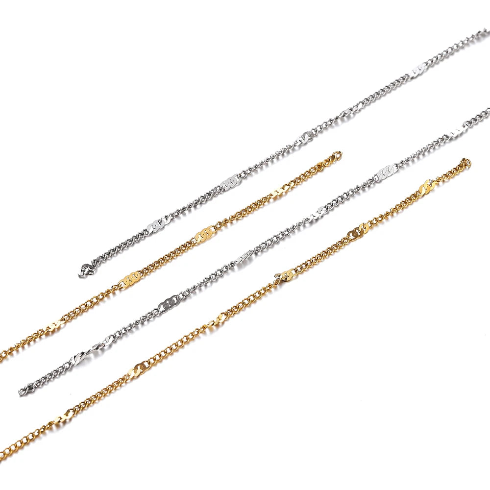 2Meter Stainless Steel Chains Flat Chain for DIY Necklace Bracelet Anklet Jewelry Making Accessories Supplies  Wholesale