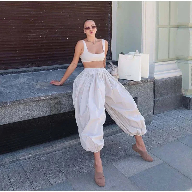 Casual Drop Waist Lantern Pant 3 Pieces Suit Women Stripe Long Sleeves Lapel Loose Shirt Sets 2026 Lady Daily Street Wears New