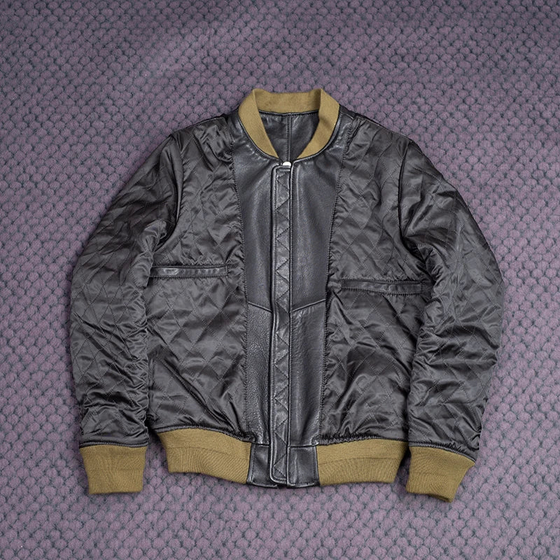 Bomber Ma-1 Genuine Leather Jacket Mens Natural Tanned Sheepskin Coat Vintage Air Force Leather Cloth Soft Plus Size