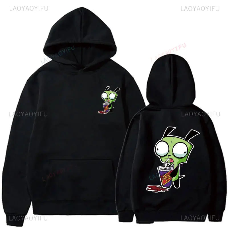 Cute Cartoon Invader Zim Invader Gir Graphic Zim Image Pullover Men Women Retro Thermal Hoodie Fashion Hoodie Streetwear Tops