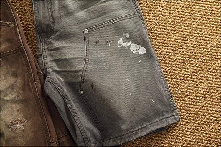 Heavy washing to do old shorts men high quality woven nail texture heavy cargo five quarter pants tide