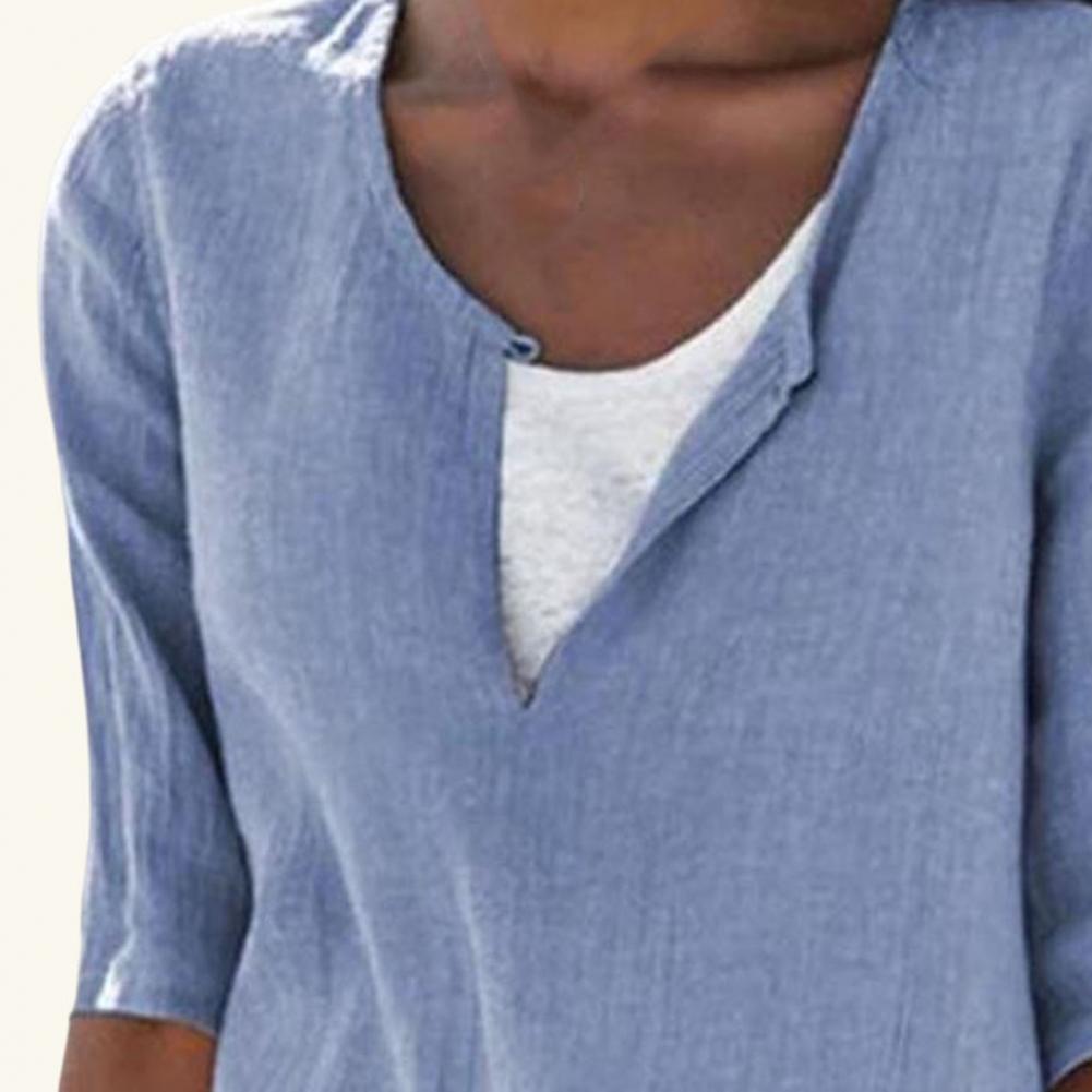 Summer Women's Clothes Casual V-neck Short Sleeves Tops Loose Ladies Cotton Linen T Shirts Tee 4XL