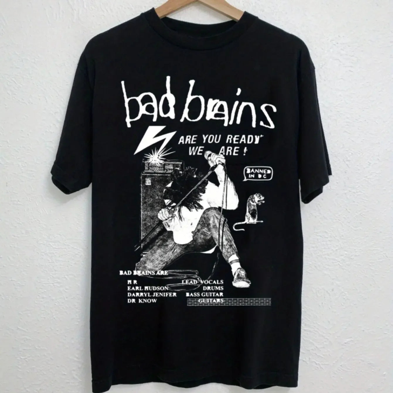 Bad Brains Band Graphic Tee 100% Cotton Soft Comfortable Black Short Sleeve Shirt with Concert Dates Design Casual Crew Neck