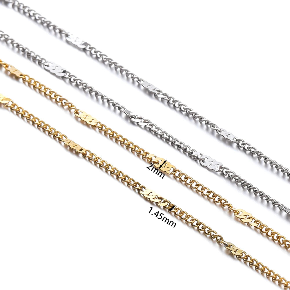 2Meter Stainless Steel Chains Flat Chain for DIY Necklace Bracelet Anklet Jewelry Making Accessories Supplies  Wholesale