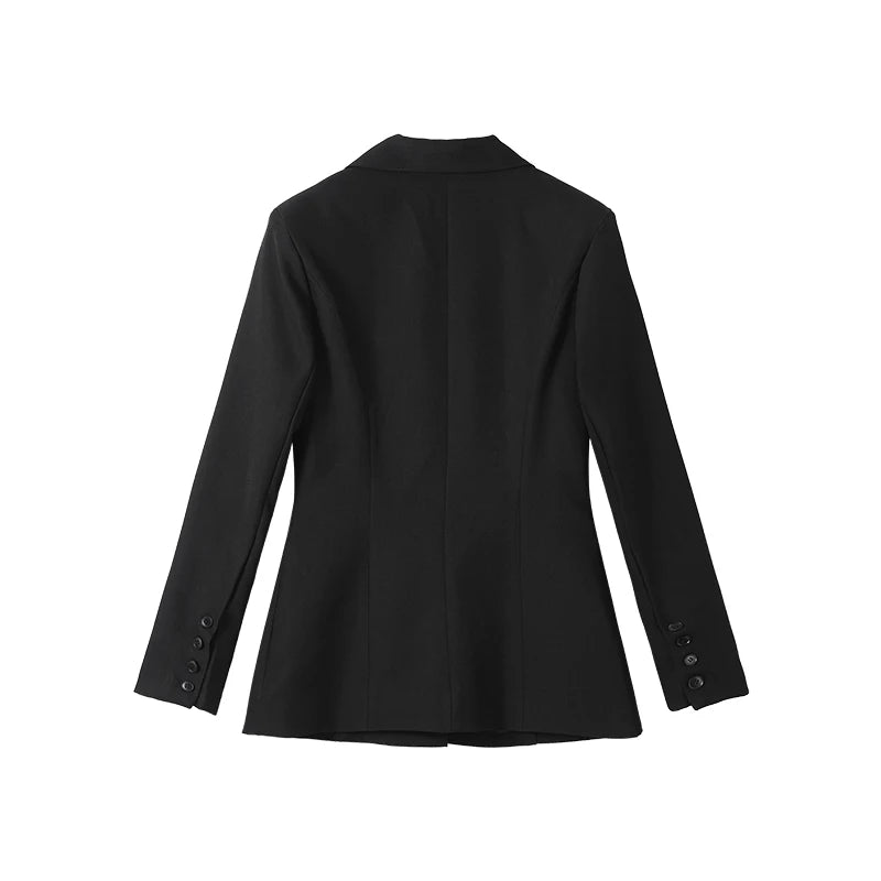 2026 Spring New Solid Lapel Blazer Jacket For Women Elegant Long Sleeve Waist Suit Coats Office Lady Chic Commute Tops