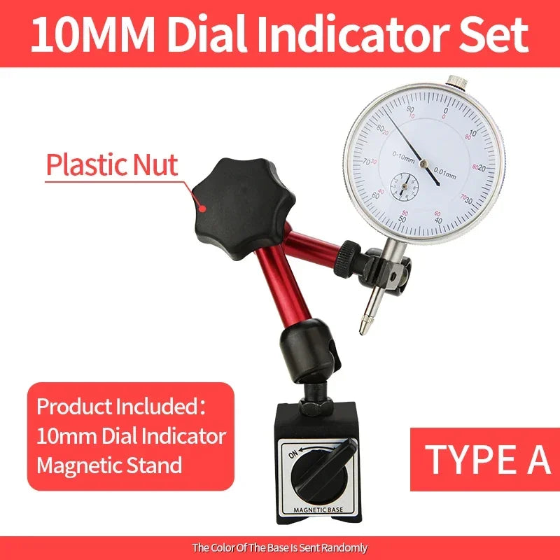 Dial Indicator Magnetic Holder Dial Bore Gauge Magnetic Stand Base Micrometer Measure Tools Hour Type Indicator Comparator Watch