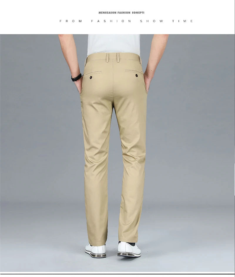 2024 Summer New Men's Bamboo Fiber Thin Casual Pants Classic Style Business Fashion Stretch Cotton Trousers Male Luxury Brand