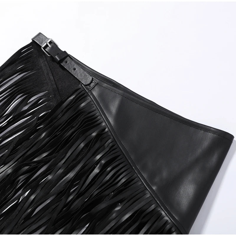 Tassel Leather Corset Belt Accessory Women's Solid High Street Fringe Scarf Belt 2026 Spring Summer Edgy Chic All-match Outfit