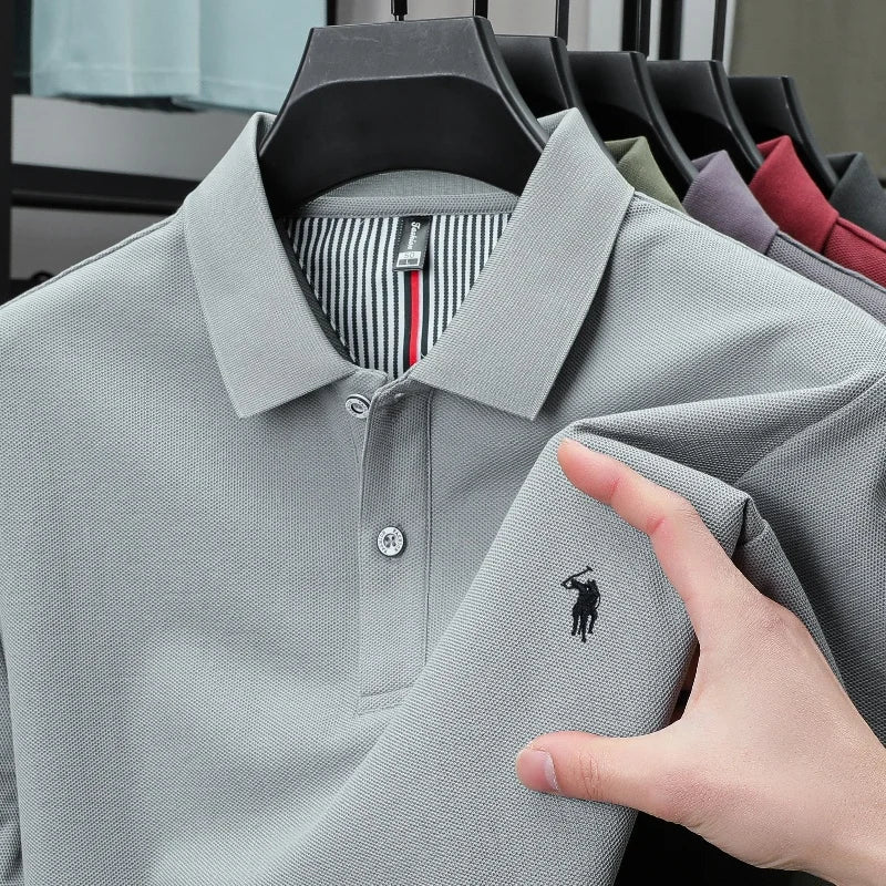 Luxury Autumn and Winter New Paul Brand Embroidered T-Shirt Top High-End Mens Business Casual Comfortable Hot-Selling Polo Shirt