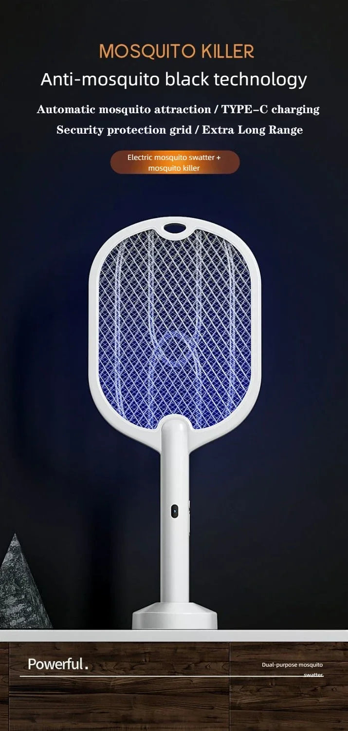Upgraded 3000V Mosquito Swatter with TYPE-C Charging, 3 in 1 Electric Mosquito Swatter, Mosquito Killer Lamp