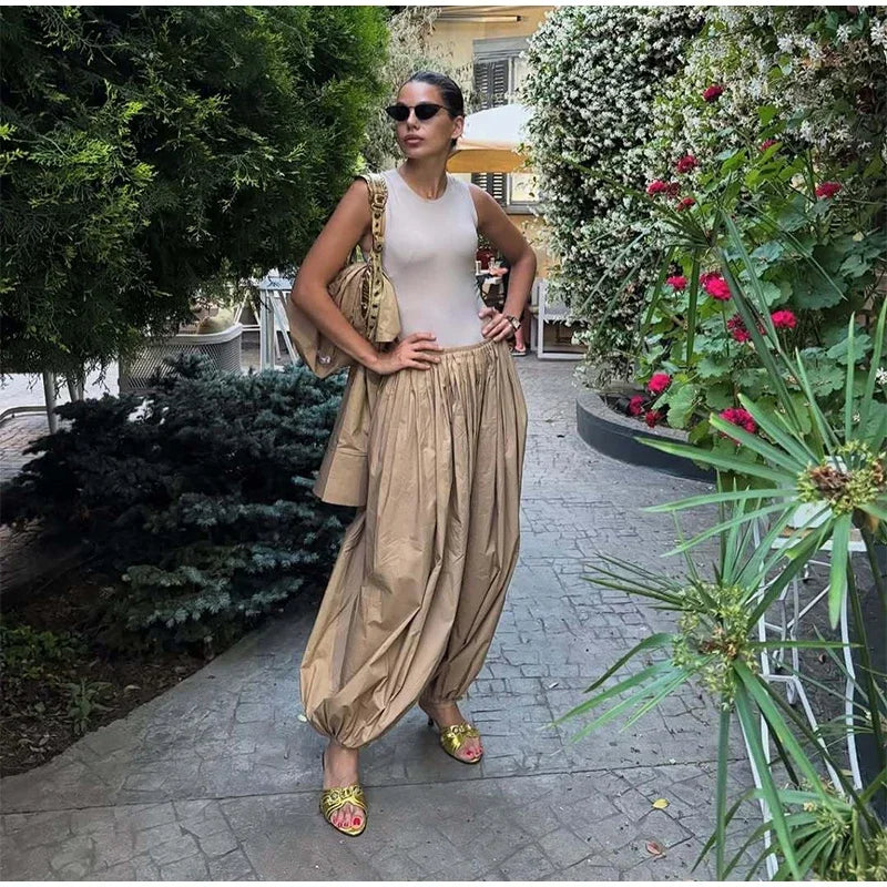 Casual Drop Waist Lantern Pant 3 Pieces Suit Women Stripe Long Sleeves Lapel Loose Shirt Sets 2026 Lady Daily Street Wears New