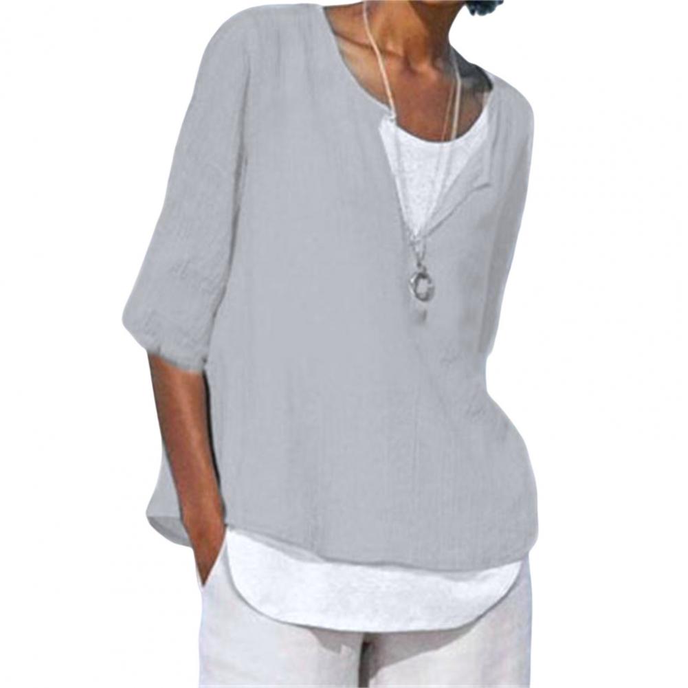 Summer Women's Clothes Casual V-neck Short Sleeves Tops Loose Ladies Cotton Linen T Shirts Tee 4XL