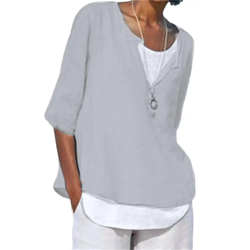 Summer Women's Clothes Casual V-neck Short Sleeves Tops Loose Ladies Cotton Linen T Shirts Tee 4XL