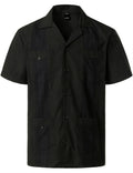 Mideast Men's Guayabera Shirts Four Pockets Embroidered Short Sleeve Shirts Summer Men Mexican Cuban Button Shirt