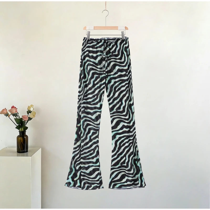 Women's Zebra Print Pants Set Casual V-neck Button Flowy Maxi Slip Top & Wide-leg Pants Lady 2026 Chic Beach Vacation Outfits