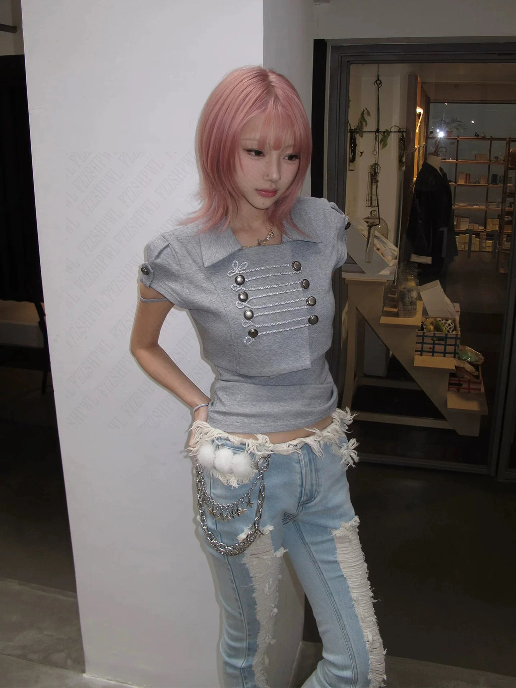 Fashionable American retro Y2K 2026 new Napoleon style short-sleeved lapel shirt t-shirt short-sleeved summer new women's item