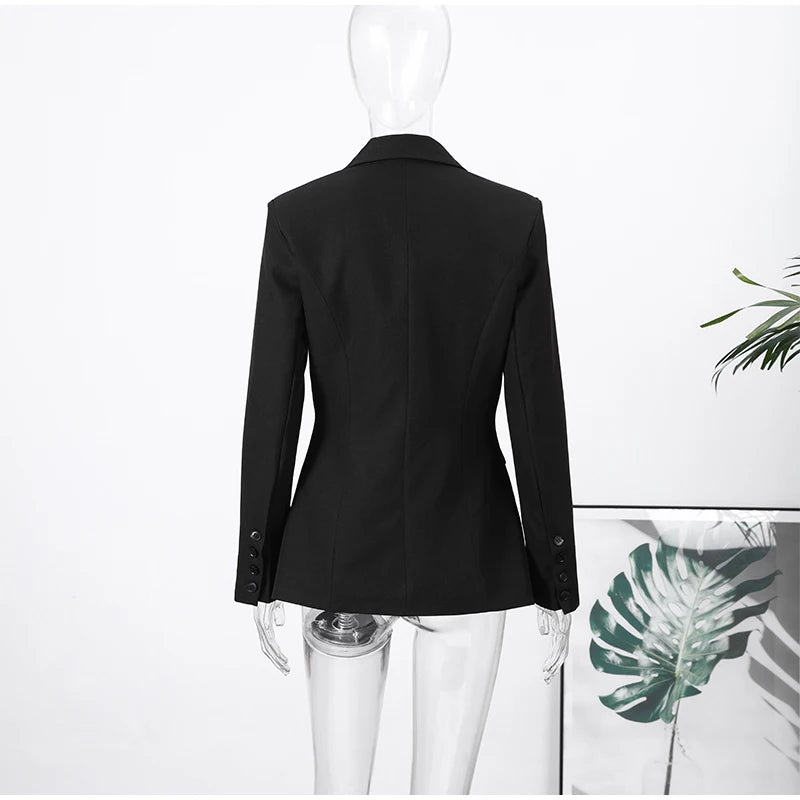 2026 Spring New Solid Lapel Blazer Jacket For Women Elegant Long Sleeve Waist Suit Coats Office Lady Chic Commute Tops