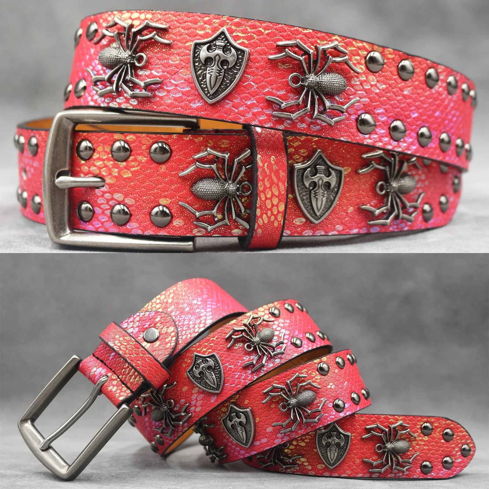 Rivet PU  Leather men's belt Fashion alloy belts Buckle luxury brand jeans belts for men business belt female belt