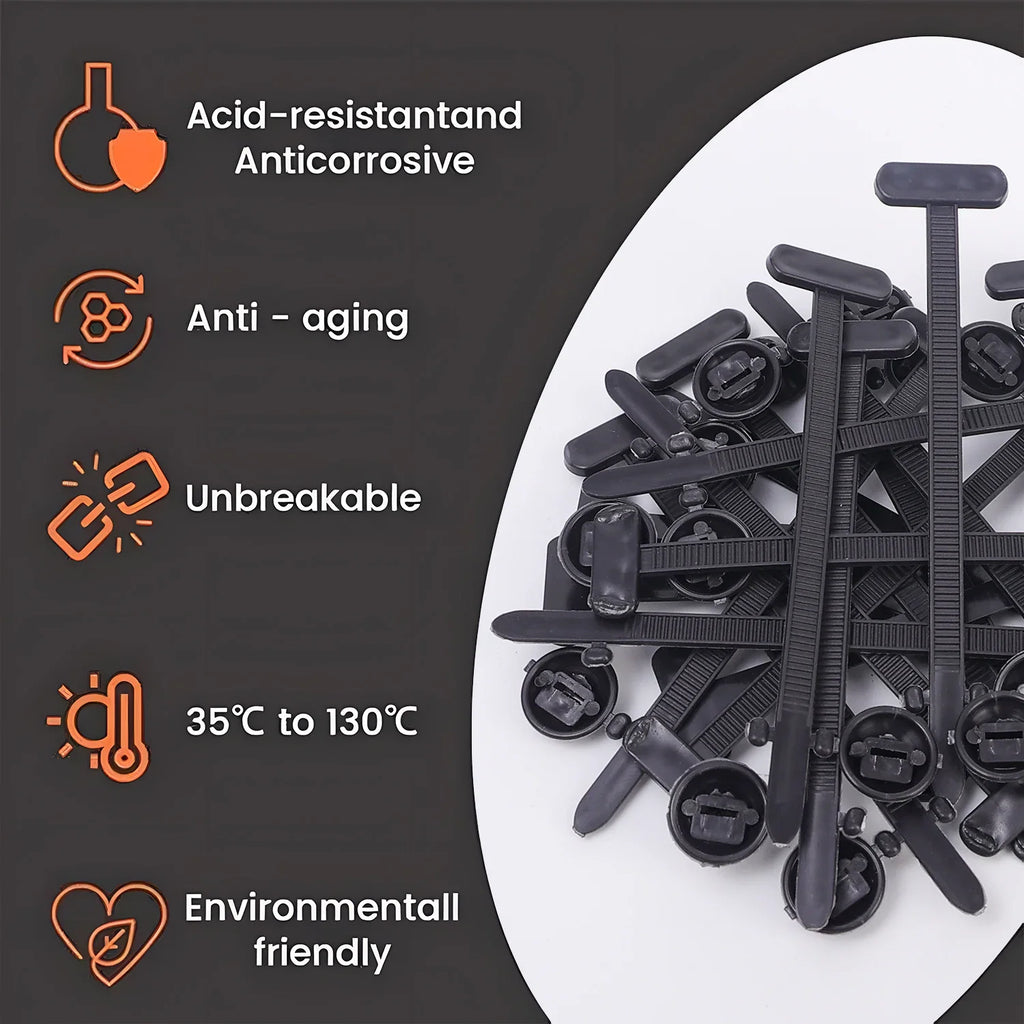 Universal Nylon Cable Tie Buckle Auto Fastener Screw Replacement Clip Car Fender Trunk Engine Guard Panel Wire Management Secure