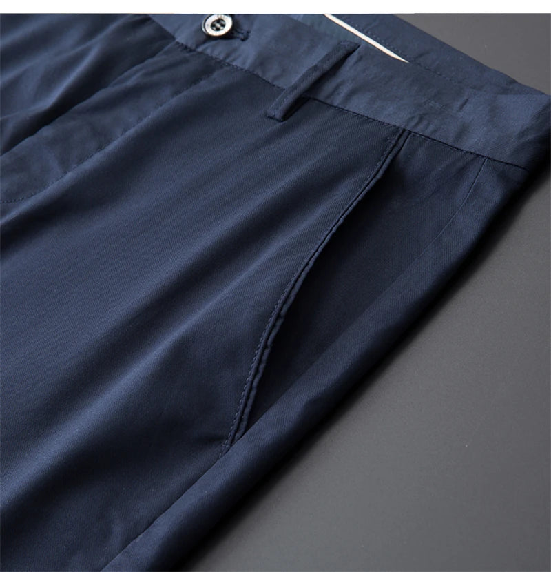 2024 Summer New Men's Bamboo Fiber Thin Casual Pants Classic Style Business Fashion Stretch Cotton Trousers Male Luxury Brand