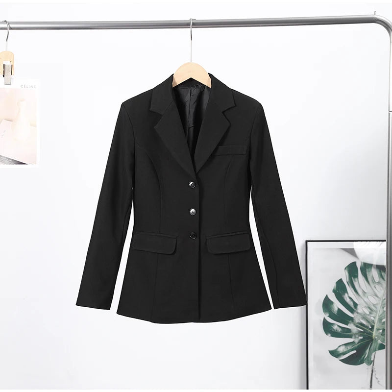 2026 Spring New Solid Lapel Blazer Jacket For Women Elegant Long Sleeve Waist Suit Coats Office Lady Chic Commute Tops