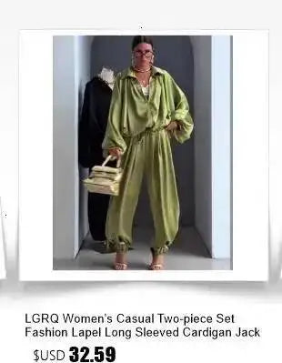 LGRQ Women's Casual Two-piece Set Fashion Lapel Long Sleeved Cardigan Jacket Elastic Waistband Tied Pants 2026 Summer 19DB1008