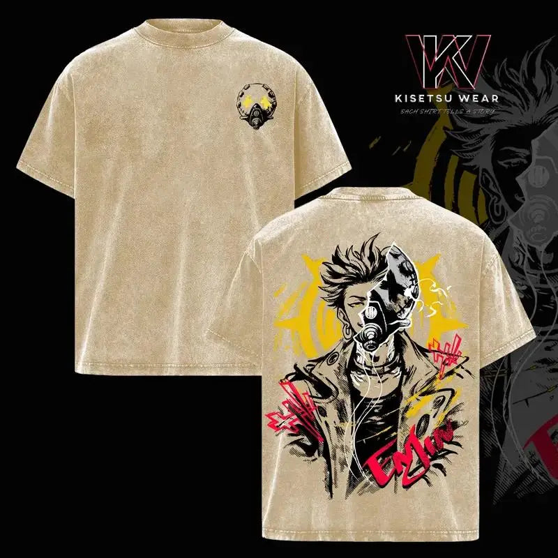 Enjin GACHIAKUTA T Shirt Men Women Tshirt Washed Cotton T-shirt Clothing Summer Short Sleeve Oversized Tees Harajuku Streetwear