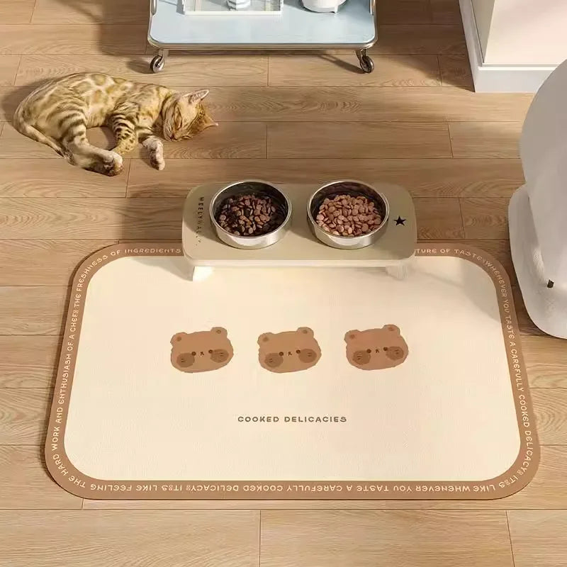 VIKAMA Pet Placemat, Dog Food Mat, Anti-Slip And Leak-Proof Cat And Dog Food Bowl Mat, Diatom Mud Pet Supplies Carpet