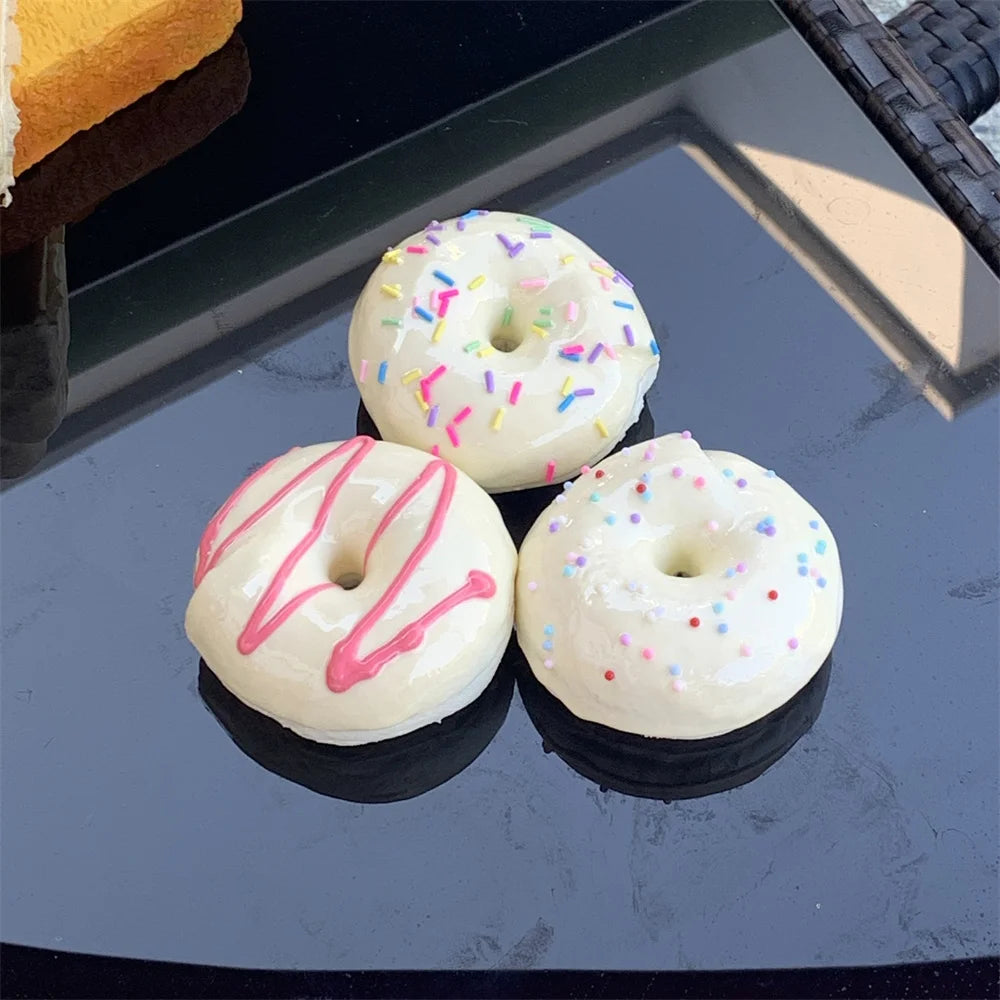 4inch Vanilla Soft Kit Kid Bagel Bread Model False Donuts Toy Gift Wall DIY Decoration Props Sugar Needle Nutella Soft extrusion
