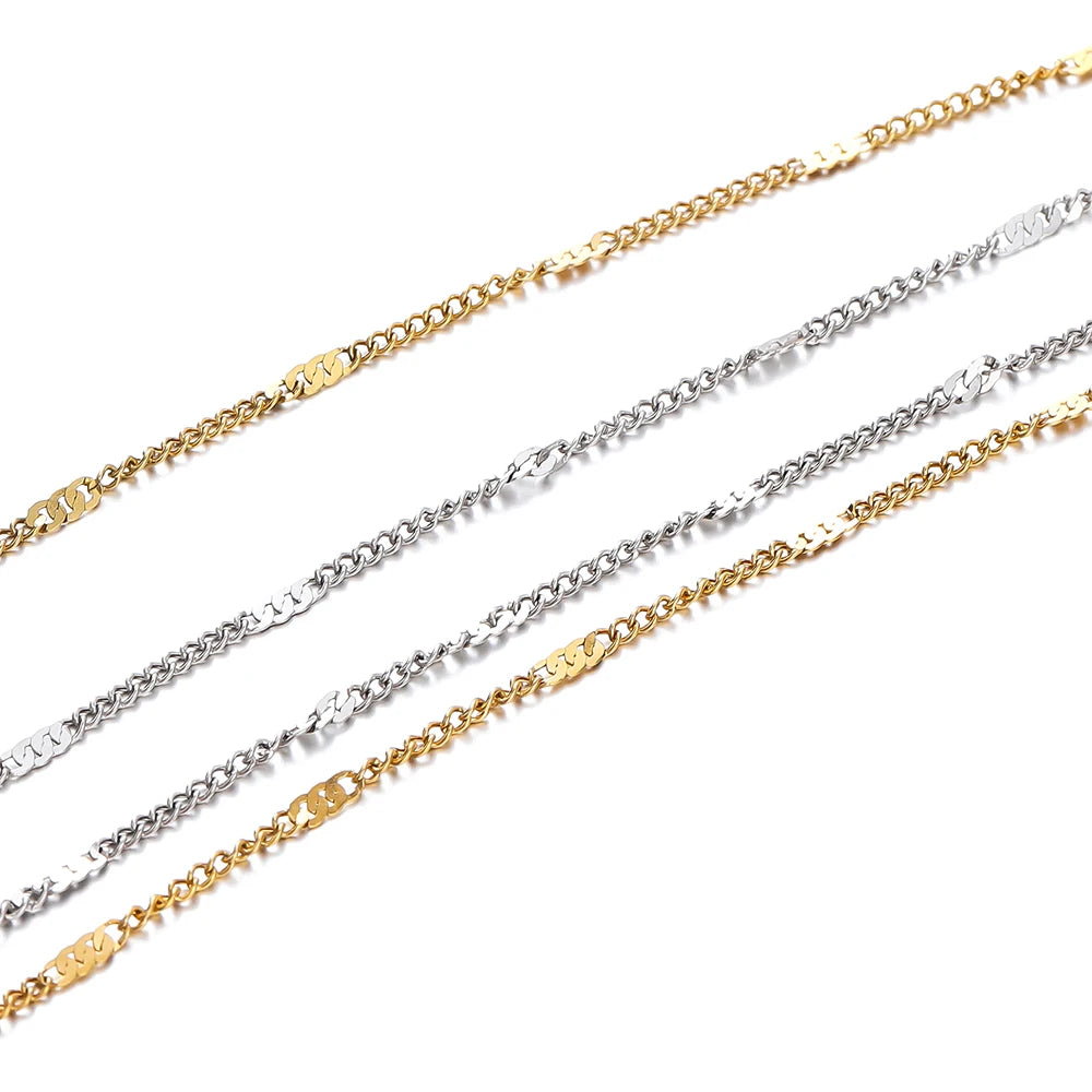 2Meter Stainless Steel Chains Flat Chain for DIY Necklace Bracelet Anklet Jewelry Making Accessories Supplies  Wholesale