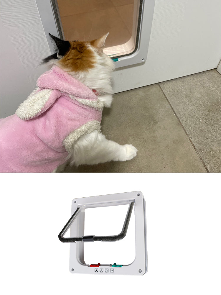 For Dog Cat Kitten ABS Plastic Dog Cat Flap Door With 4 Way Lock Security Flap Door Small Pet Supplies Cat Puppy Safety Gate