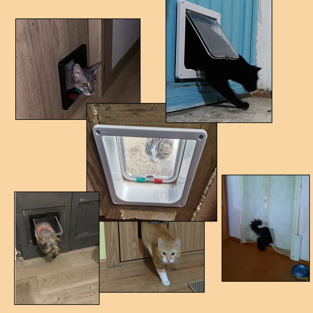 For Dog Cat Kitten ABS Plastic Dog Cat Flap Door With 4 Way Lock Security Flap Door Small Pet Supplies Cat Puppy Safety Gate